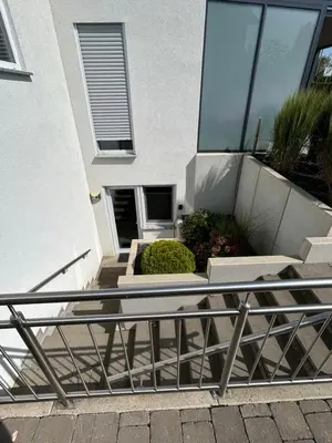 Ein Balkon oder eine Terrasse in der Unterkunft Inspirierendes Sport-Motto-Zimmer am Kocher-Jagst Radweg nähe Heilbronn