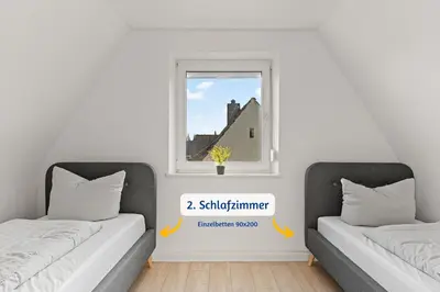 Ein Bett oder Betten in einem Zimmer der Unterkunft BRAVURA - modern - bis zu 6 - Nähe Hambacher Schloss