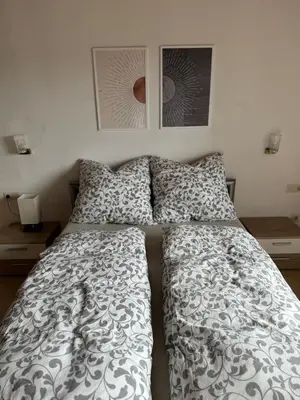 Ein Bett oder Betten in einem Zimmer der Unterkunft Ferienwohnung an den Weinbergen