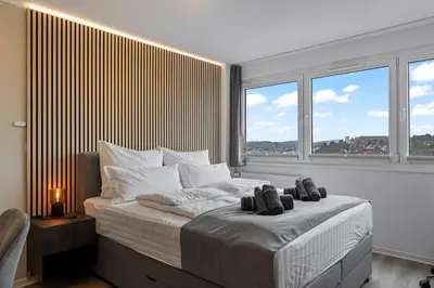 Ein Bett oder Betten in einem Zimmer der Unterkunft Apartment für 2 - WLAN - Parkplatz - Homeoffice