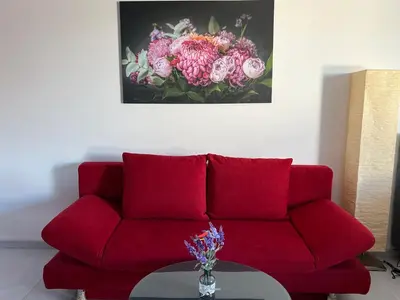 Ein Sitzbereich in der Unterkunft Delightful Studio with Balcony near Hockenheimring