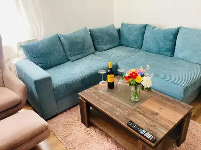 Ein Sitzbereich in der Unterkunft 42 qm großes Wohlfühl-Apartment im ruhigen Messel