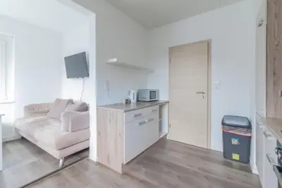 Küche/Küchenzeile in der Unterkunft nJoy! Apartment Heilbronn - Zentral & Garten