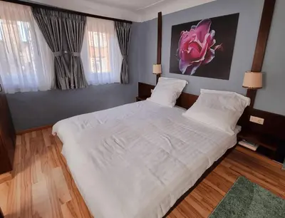 Ein Bett oder Betten in einem Zimmer der Unterkunft QC5 Pension Buchen in Odenwald