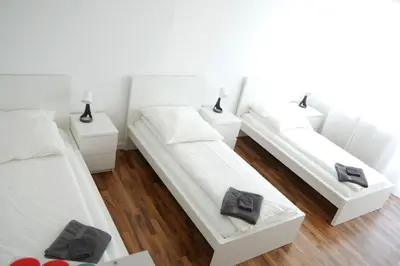 Ein Bett oder Betten in einem Zimmer der Unterkunft Monteurzimmer bis zu 5 Personen Ludwigshafen