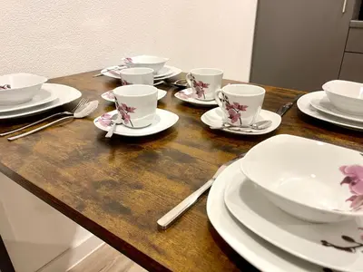 Kaffee-/Teezubehör in der Unterkunft Goldstadt Studio Suite- City Apartament Schlössle Zentrum Pforzheim