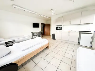 Küche/Küchenzeile in der Unterkunft modern living studios Karlsbad