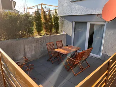 Ein Balkon oder eine Terrasse in der Unterkunft Wohnung in Oberriexingen
