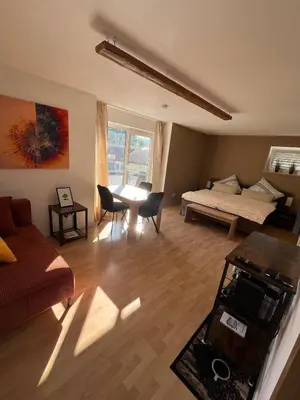 Ein Bett oder Betten in einem Zimmer der Unterkunft Wohnung mit Küche Balkon Parkplatz in der Nähe von Heidelberg
