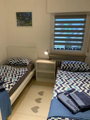 Ein Bett oder Betten in einem Zimmer der Unterkunft Cozy Apartment - 2 BR, Spacious Kitchen, Balcony, Top Location