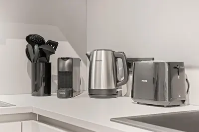 Kaffee-/Teezubehör in der Unterkunft 1-3 Personen - Fahrradgarage - Zentrum - Küche - WLAN - Klima