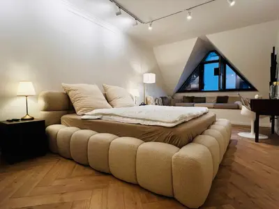 Ein Sitzbereich in der Unterkunft Atelier-Boho-Apartment in der Residenz Deidesheim