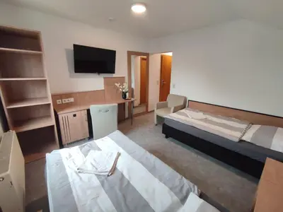 Ein Bett oder Betten in einem Zimmer der Unterkunft My-Skypalace Bad Rappenau