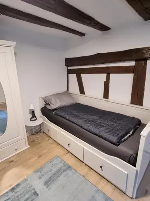 Ein Bett oder Betten in einem Zimmer der Unterkunft Ferienwohnung Heppenheim an der Bergstraße WHG 2