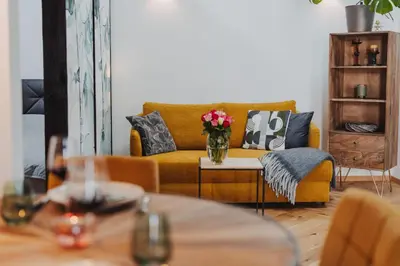 Ein Sitzbereich in der Unterkunft Cocohaus