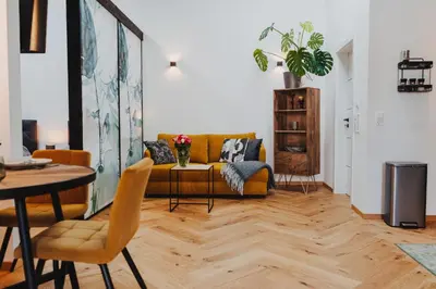 Ein Sitzbereich in der Unterkunft Cocohaus