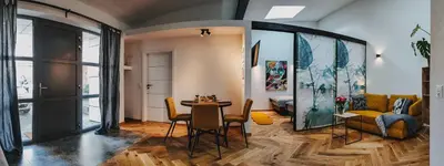 Ein Sitzbereich in der Unterkunft Cocohaus