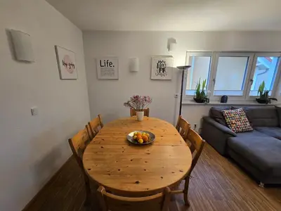 Ein Sitzbereich in der Unterkunft Apartment Camelia