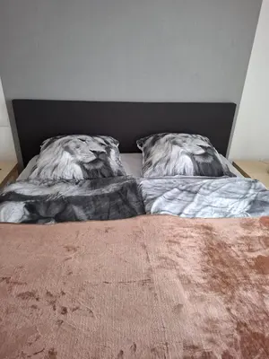 Ein Bett oder Betten in einem Zimmer der Unterkunft 3 Zimmer Apartment am Wildpark