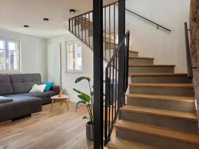 Ein Sitzbereich in der Unterkunft Ferienwohnung Zimmerplätz'l