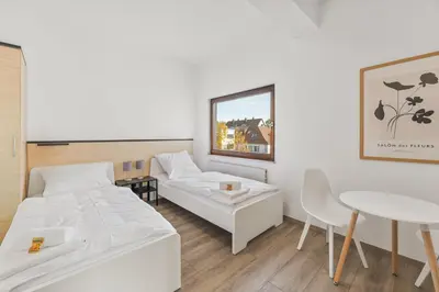 Ein Bett oder Betten in einem Zimmer der Unterkunft Monteur Apartments Heilbronn City - LOW BUDGET, PARKING, WIFI, SMART TV NEW