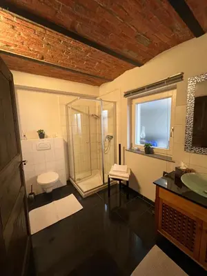 Ein Badezimmer in der Unterkunft Schlafgut-Freytag Ferienhaus Pfälzer Bu