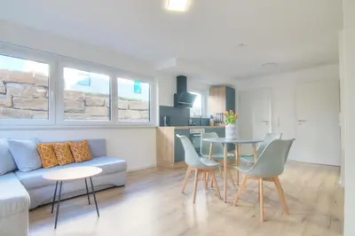 Küche/Küchenzeile in der Unterkunft Modernes Wohlfühl-Apartment mit Glasfaser-WLAN, Parkplatz in der Nähe & Küche in Bad Wimpfen
