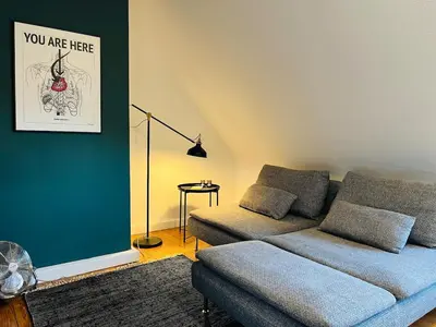 Ein Sitzbereich in der Unterkunft Charmantes Dachstudio