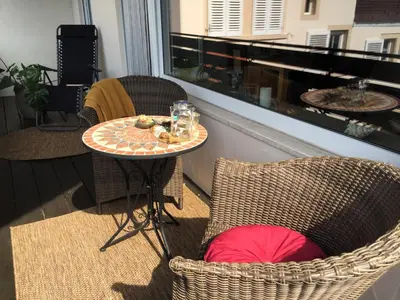 Ein Sitzbereich in der Unterkunft Ferienwohnung Ruth