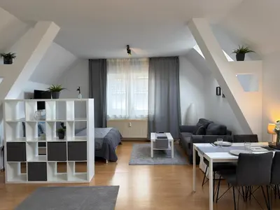Ein Sitzbereich in der Unterkunft gemütliches Apartment in Pfungstadt 38m2 mit Klimaanlage