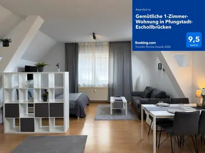 Ein Sitzbereich in der Unterkunft gemütliches Apartment in Pfungstadt 38m2 mit Klimaanlage
