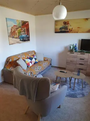 Ein Sitzbereich in der Unterkunft Wünschel Stube