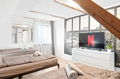 TV/Unterhaltungsangebot in der Unterkunft DZ03 Praktische Monteurwohnung 6 Einzelbetten