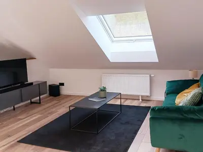 Ein Sitzbereich in der Unterkunft Ferienhaus am Wald