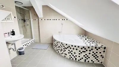 Ein Badezimmer in der Unterkunft Stylisches Appartement mit Weitblick