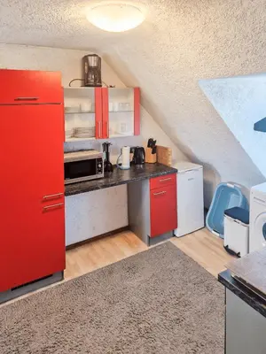 Küche/Küchenzeile in der Unterkunft Gemütliche Ferienwohnung bei der neuen Messe Karlsruhe