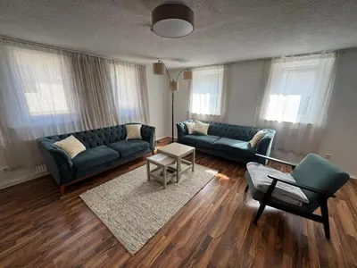 Ein Sitzbereich in der Unterkunft Ferienwohnung Neckarperle