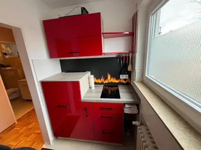Küche/Küchenzeile in der Unterkunft 1 Bedroom Terrace Appartment Near Pforzheim