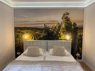 Ein Bett oder Betten in einem Zimmer der Unterkunft WeinbergLounge Schwabenheim