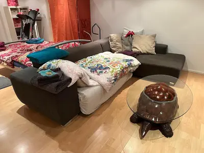 Ein Sitzbereich in der Unterkunft Souterrain Loft nah am St Leoner See