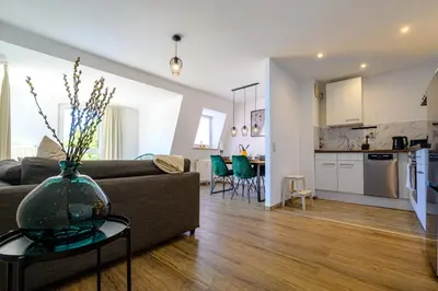 Küche/Küchenzeile in der Unterkunft Ferienwohnung mit Sonnenbalkon & Parkplatz