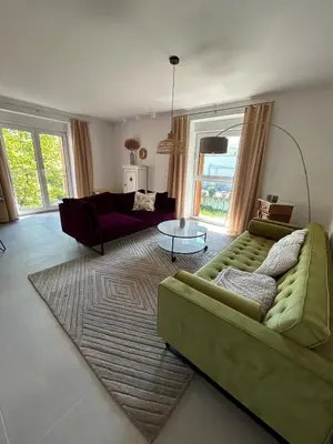 Ein Sitzbereich in der Unterkunft Neubau Wohnung mit 2 Terrassen