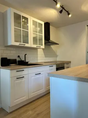 Küche/Küchenzeile in der Unterkunft Stylische Designwohnung direkt am Schloss Bruchsal mit 80 m2
