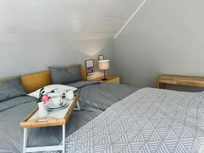Ein Bett oder Betten in einem Zimmer der Unterkunft Unique apartment in the castle village of Neidenstein