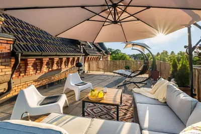 Ein Sitzbereich in der Unterkunft LubuNest l Terrasse mit Grill & eigenem Parkplatz