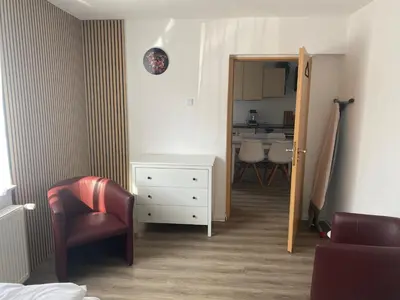 Ein Sitzbereich in der Unterkunft Ferienwohnung Venningen