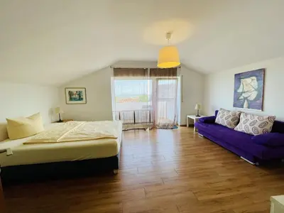 Ein Sitzbereich in der Unterkunft LEO Apartments