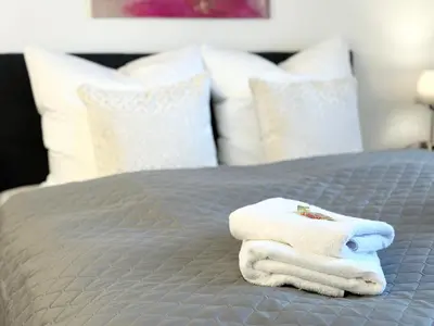 Ein Bett oder Betten in einem Zimmer der Unterkunft BELLA - Business&Family Ap 7, 100m vom Konzerteingang Schloß, Parkplatz, SmartTV, Netflix, Waschmaschine, 24h Checkin, 31qm