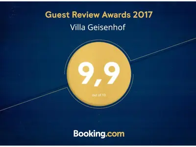 Ein Zertifikat, Auszeichnung, Logo oder anderes Dokument, das in der Unterkunft Villa Geisenhof ausgestellt ist