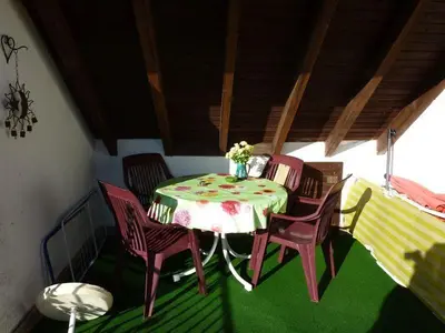 Ein Sitzbereich in der Unterkunft Ferienwohnung Koenig